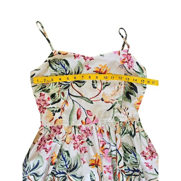 H&M Womens Floral Smocked-Back Sundress Multicolor S Cotton Lightweight Mini - Picture 4 of 5